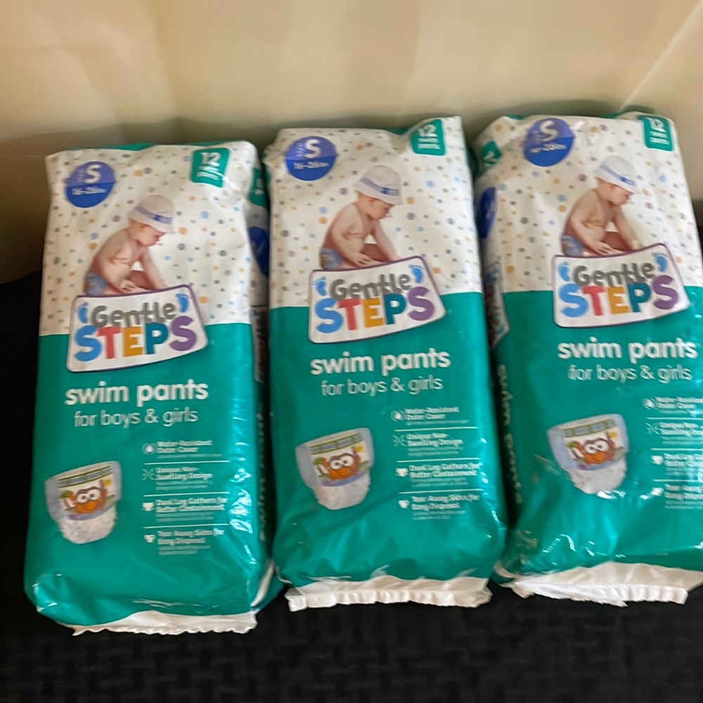 3 Packs (12 each)- Gentle Steps Swim Pants Boys and Girls Size Small 16-26 lbs